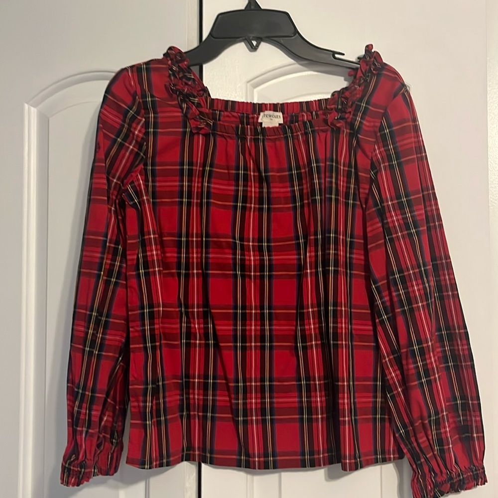 Girls holiday plaid blouse